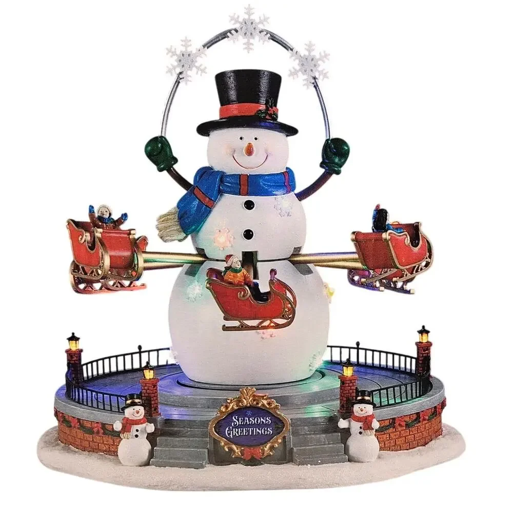 Carole Towne Ryan's Magical Sleigh Ride Carnival Snowman Christmas Village